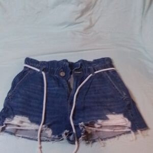 American Eagle Outfitters Dark Blue Ripped Jean Shorts